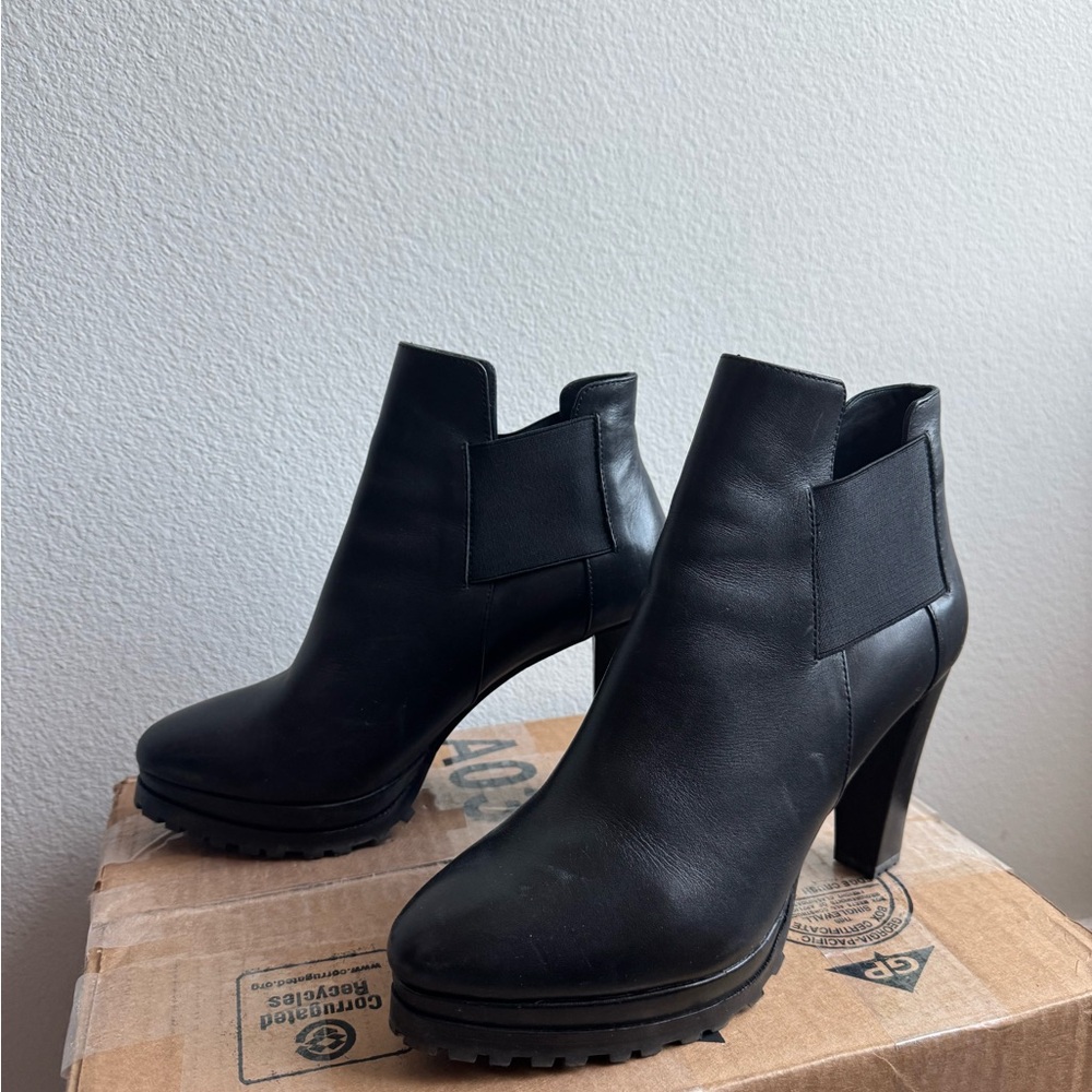 All Saints Black Sarris Leather Heel Booties women’s 41 - Picture 4 of 8
